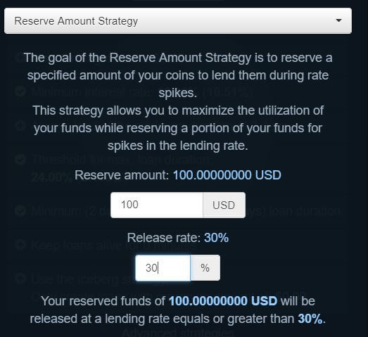 coinlend-Reserve Amount Strategy